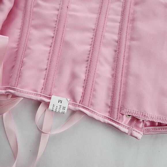 Corset top pink adjustable milkmaid fairycore fairytale Bridgerton kawaii size M - Picture 6 of 8